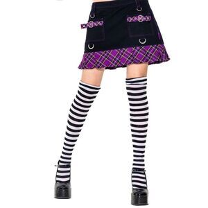 Y2K Tripp NYC gothic punk pleated radass purple plaid mini black skirt Small